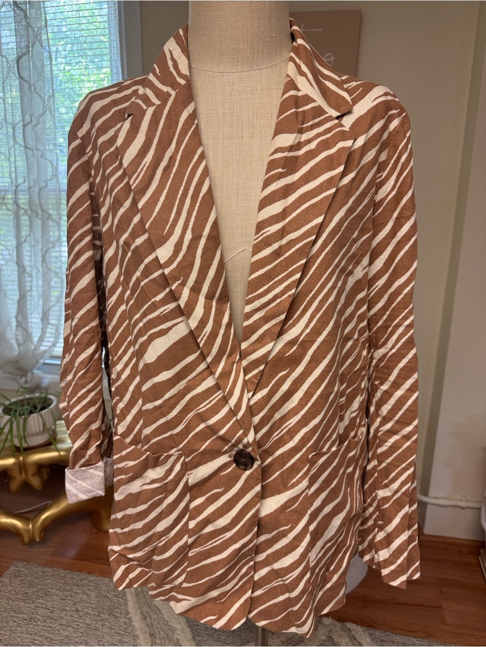 A New Day - Brown Zebra-Print Blazer Jacket